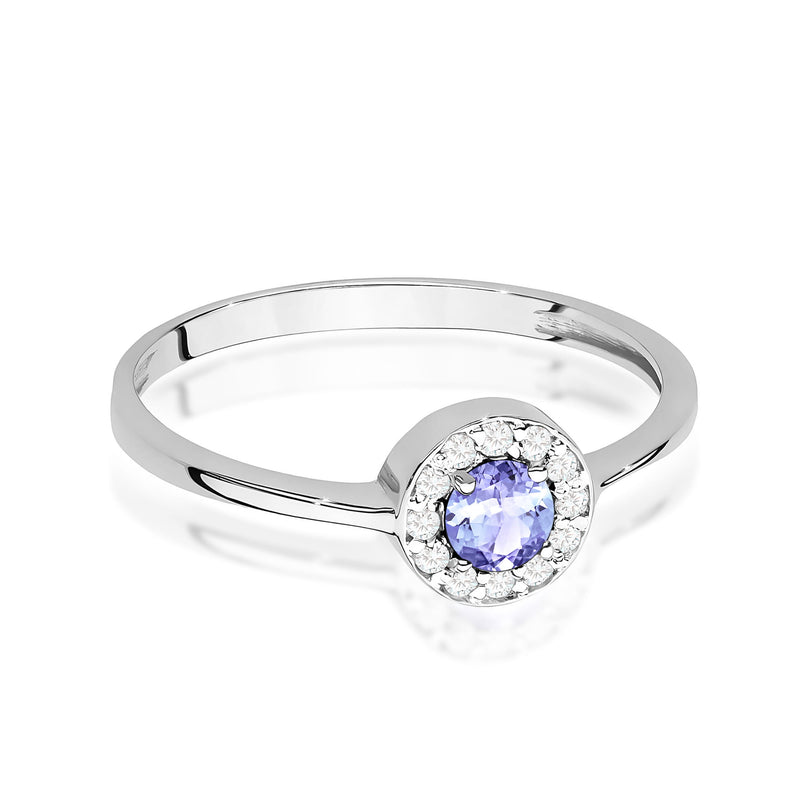 Inel Aur 9K cu Tanzanit 0.35 ct si Diamante Naturale 0.10 ct, imaginea 6 din 8