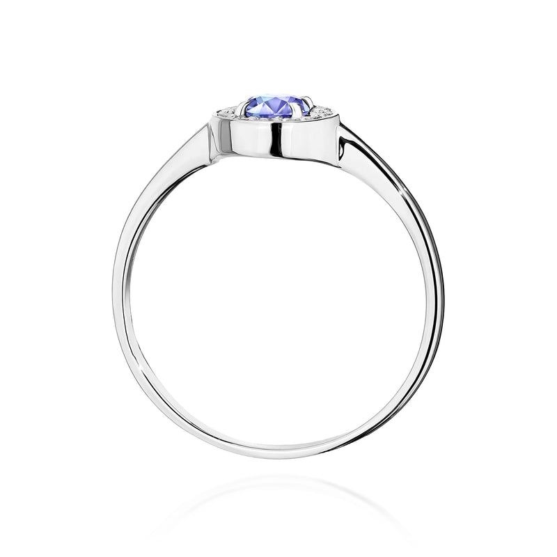 Inel Aur 9K cu Tanzanit 0.35 ct si Diamante Naturale 0.10 ct, imaginea 7 din 8