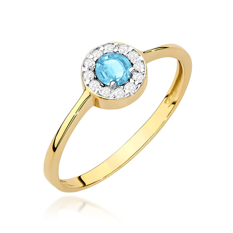 Inel Aur 9K cu Topaz Swiss 0.25 ct si Diamante Naturale 0.10 ct — Aur galben