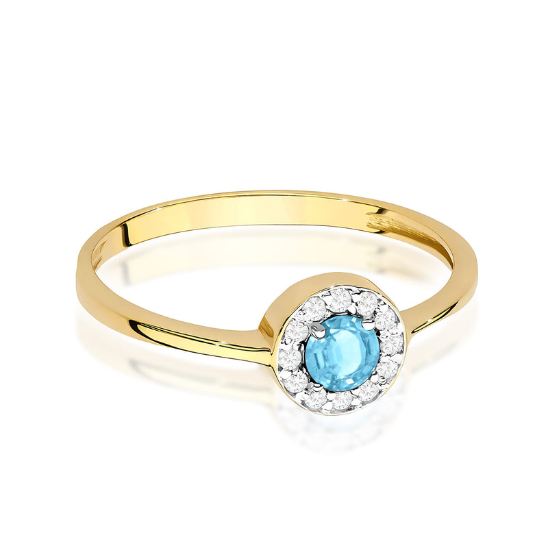 Inel Aur 9K cu Topaz Swiss 0.25 ct si Diamante Naturale 0.10 ct, imaginea 2 din 8