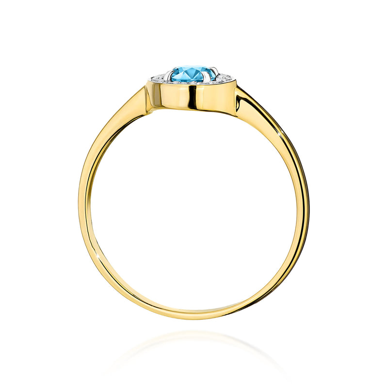 Inel Aur 9K cu Topaz Swiss 0.25 ct si Diamante Naturale 0.10 ct, imaginea 3 din 8