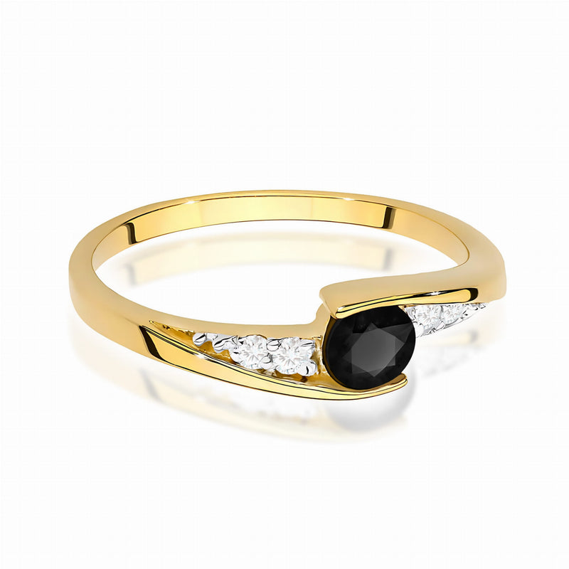Inel Aur 9K cu Diamante Naturale Albe si Negre 0.36 ct, imaginea 2 din 8