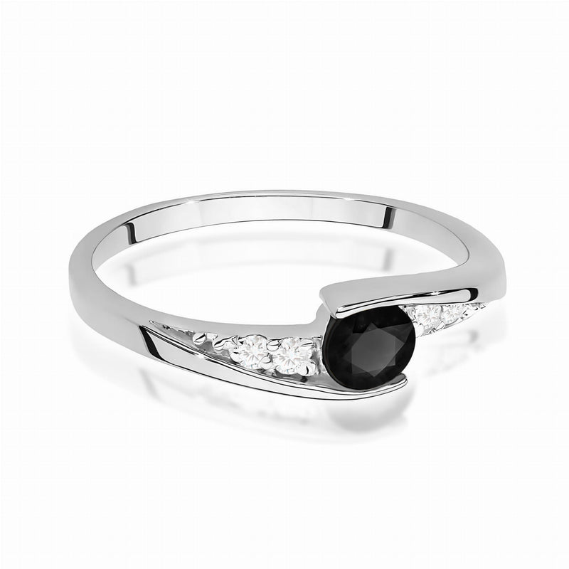Inel Aur 9K cu Diamante Naturale Albe si Negre 0.36 ct, imaginea 6 din 8