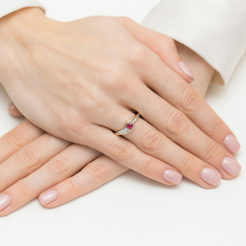 Inel Aur 9K cu Rubin 0.30 ct si Diamante Naturale 0.06 ct, imaginea 4 din 8