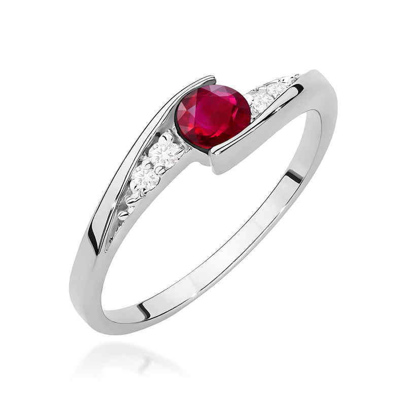 Inel Aur 9K cu Rubin 0.30 ct si Diamante Naturale 0.06 ct, imaginea 5 din 8