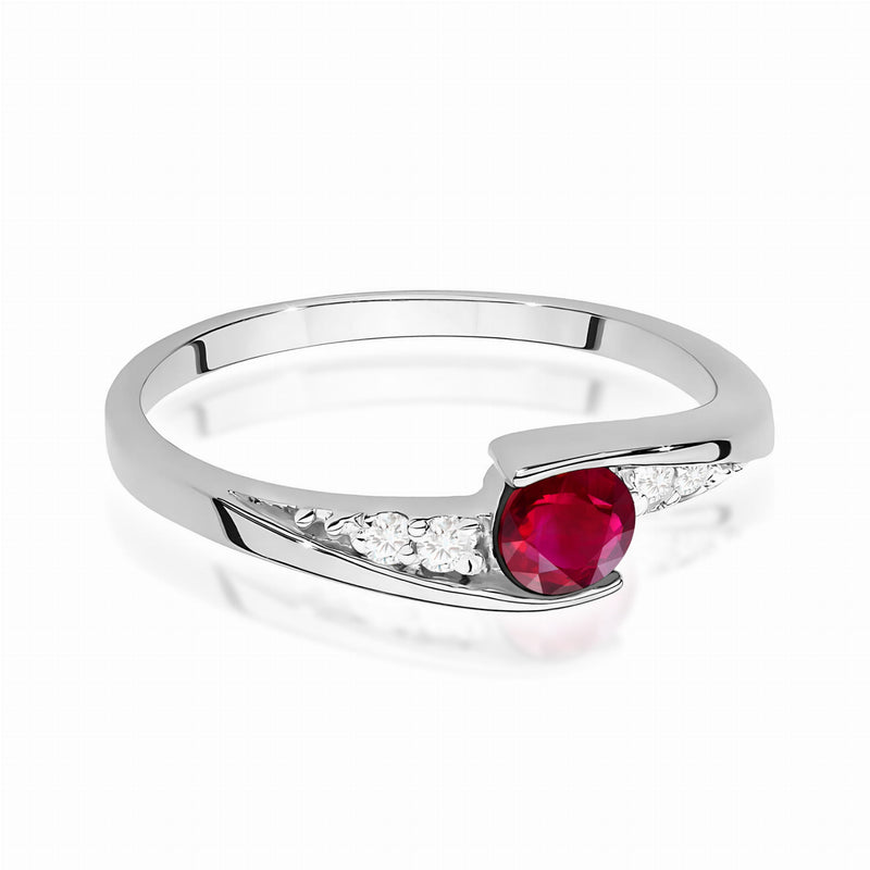 Inel Aur 9K cu Rubin 0.30 ct si Diamante Naturale 0.06 ct, imaginea 6 din 8