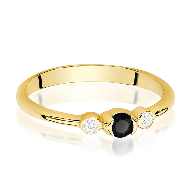 Inel Aur 9K cu Diamante Naturale Albe si Negre 0.18 ct, imaginea 2 din 8
