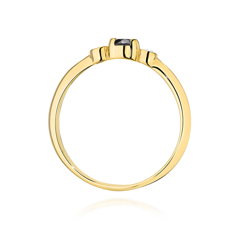 Inel Aur 9K cu Diamante Naturale Albe si Negre 0.18 ct, imaginea 3 din 8