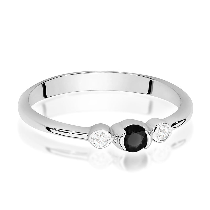 Inel Aur 9K cu Diamante Naturale Albe si Negre 0.18 ct, imaginea 6 din 8
