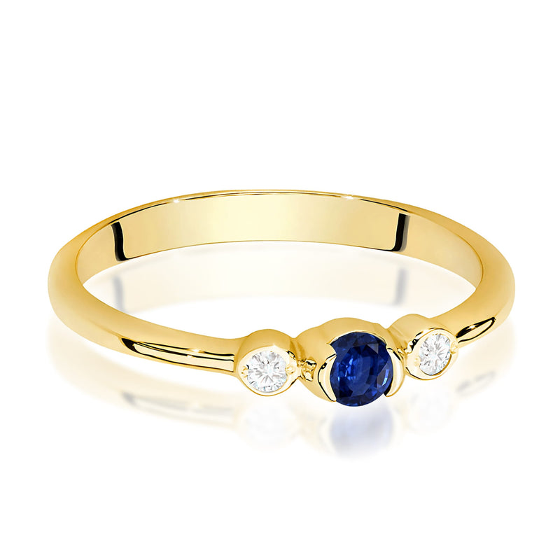 Inel Aur 9K cu Safir 0.15 ct si Diamante Naturale 0.06 ct, imaginea 2 din 8