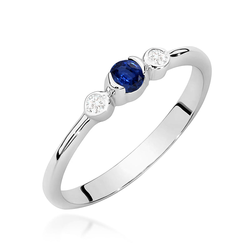 Inel Aur 9K cu Safir 0.15 ct si Diamante Naturale 0.06 ct, imaginea 5 din 8