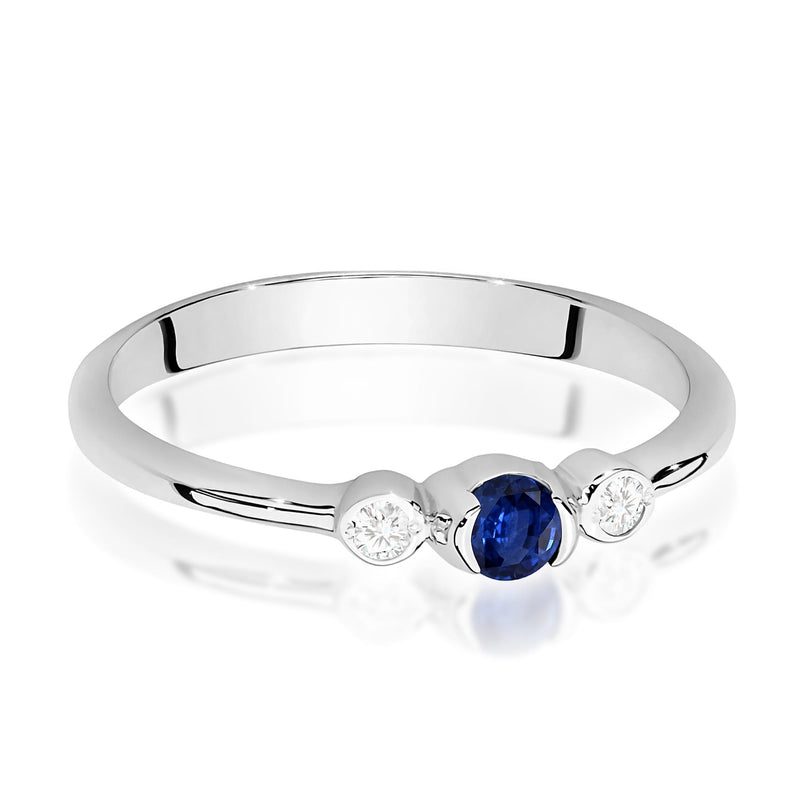 Inel Aur 9K cu Safir 0.15 ct si Diamante Naturale 0.06 ct, imaginea 6 din 8