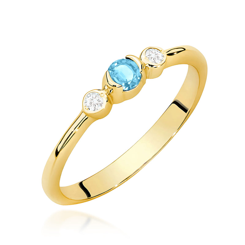 Inel Aur 9K cu Topaz Swiss 0.15 ct si Diamante Naturale 0.06 ct — Aur galben