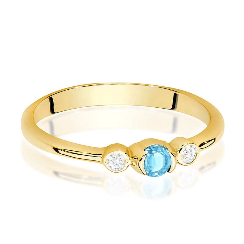 Inel Aur 9K cu Topaz Swiss 0.15 ct si Diamante Naturale 0.06 ct, imaginea 2 din 8