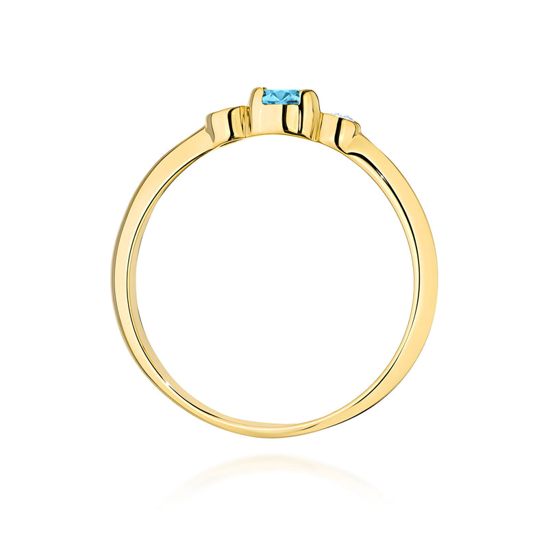 Inel Aur 9K cu Topaz Swiss 0.15 ct si Diamante Naturale 0.06 ct, imaginea 3 din 8