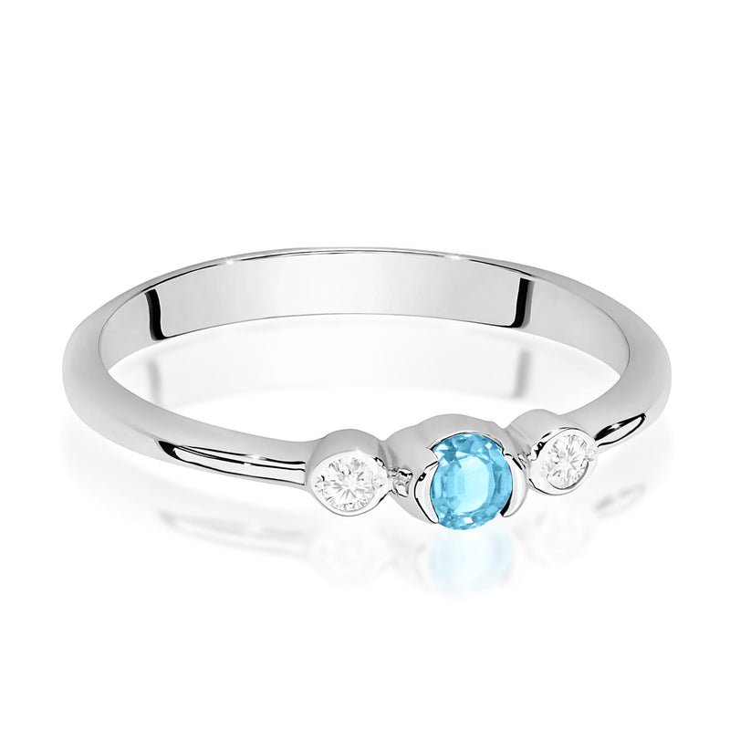Inel Aur 9K cu Topaz Swiss 0.15 ct si Diamante Naturale 0.06 ct, imaginea 6 din 8