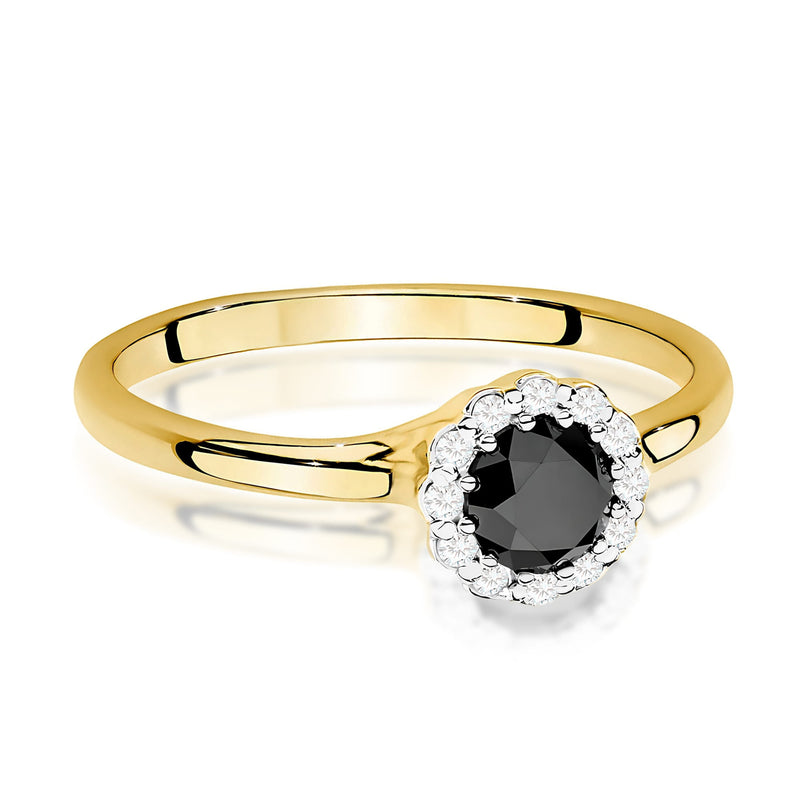 Inel Aur 9K cu Diamante Naturale Albe si Negre 0.60 ct, imaginea 2 din 8