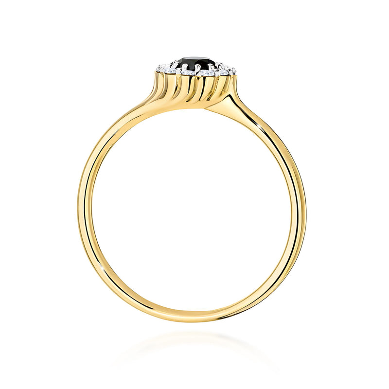 Inel Aur 9K cu Diamante Naturale Albe si Negre 0.60 ct, imaginea 3 din 8