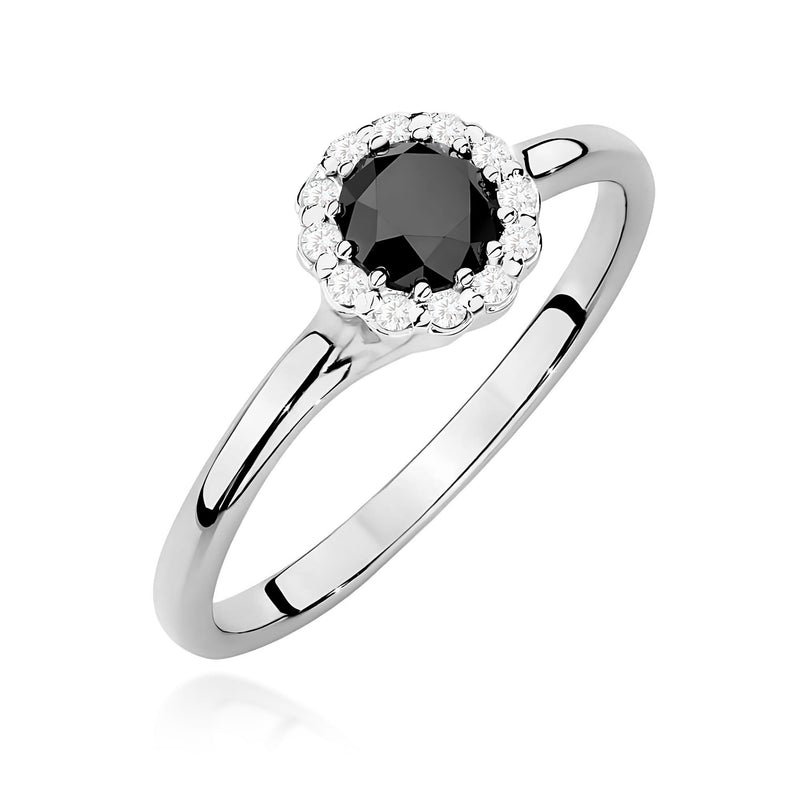 Inel Aur 9K cu Diamante Naturale Albe si Negre 0.60 ct, imaginea 5 din 8