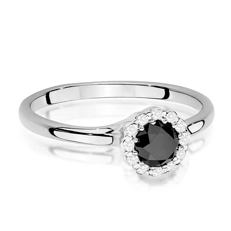 Inel Aur 9K cu Diamante Naturale Albe si Negre 0.60 ct, imaginea 6 din 8