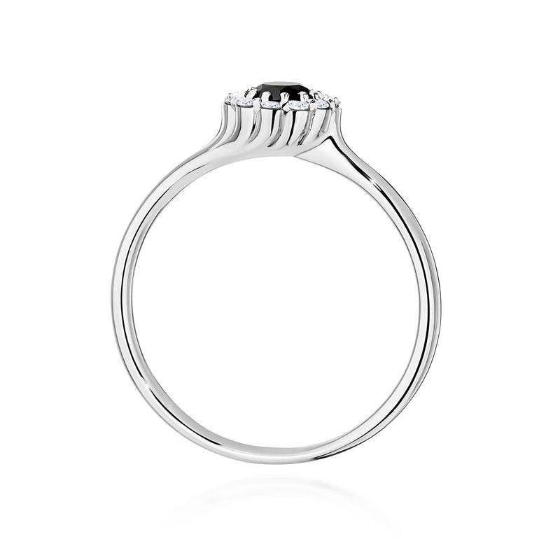 Inel Aur 9K cu Diamante Naturale Albe si Negre 0.60 ct, imaginea 7 din 8