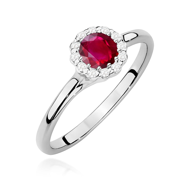 Inel Aur 9K cu Rubin 0.60 ct si Diamante Naturale 0.10 ct, imaginea 5 din 7