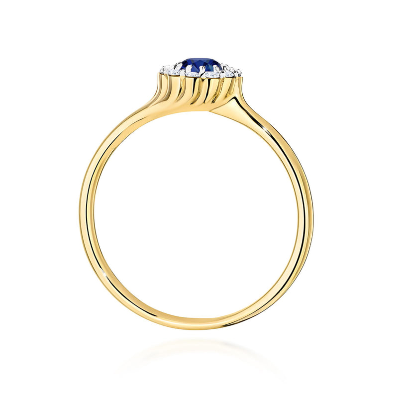 Inel Aur 9K cu Safir 0.50 ct si Diamante Naturale 0.10 ct, imaginea 3 din 8