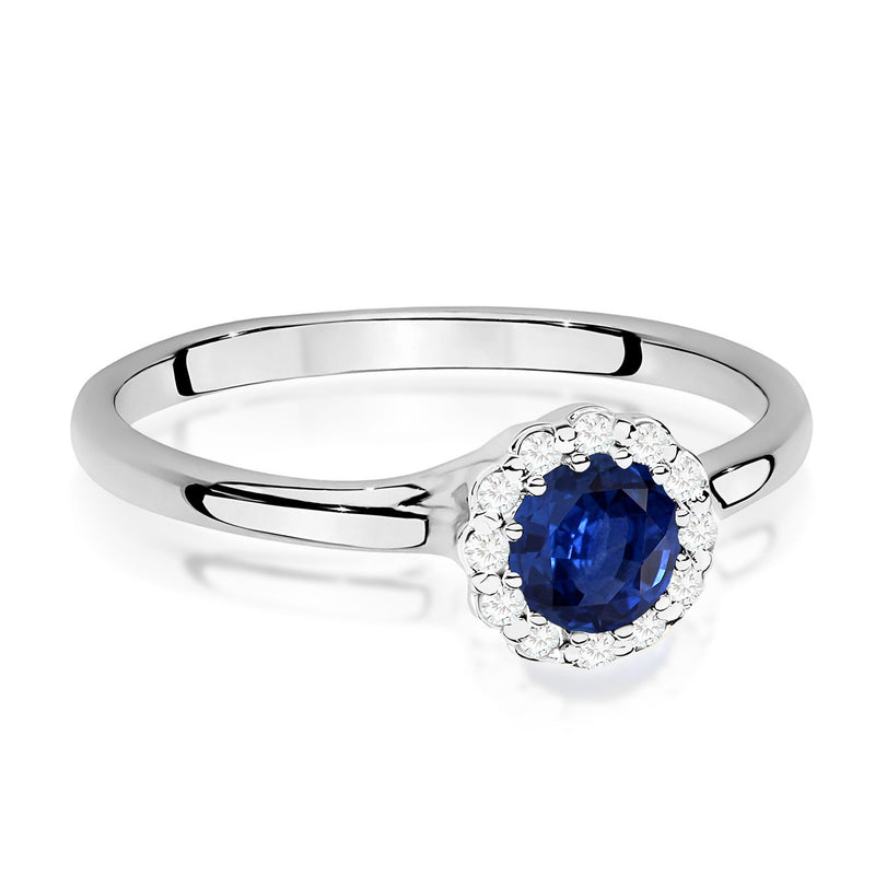 Inel Aur 9K cu Safir 0.50 ct si Diamante Naturale 0.10 ct, imaginea 6 din 8