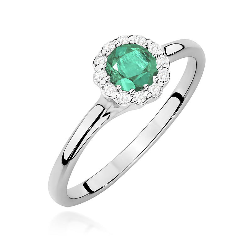 Inel Aur 9K cu Smarald 0.50 ct si Diamante Naturale 0.10 ct, imaginea 5 din 8