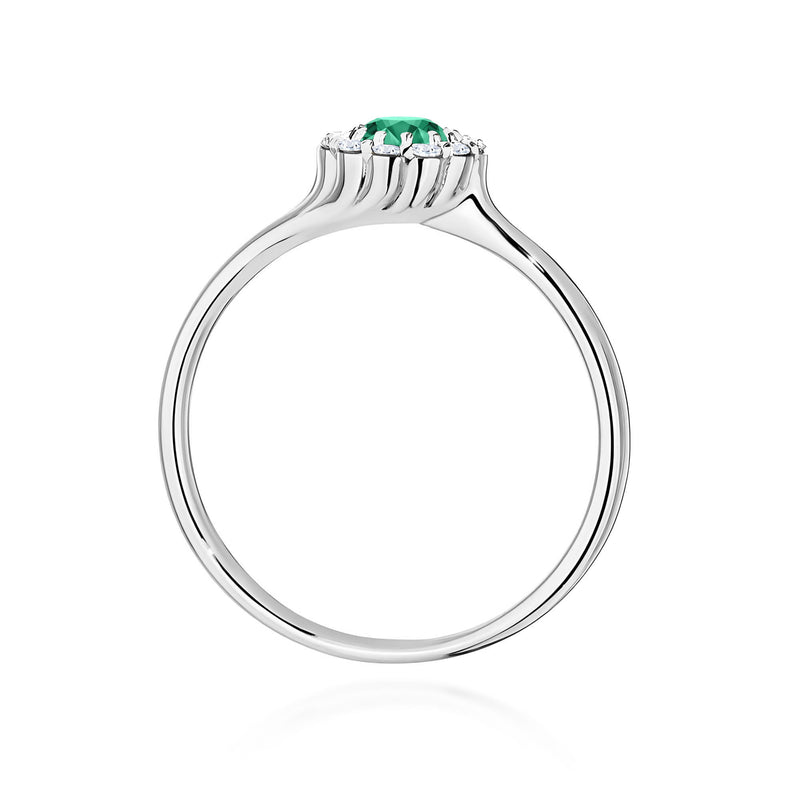 Inel Aur 9K cu Smarald 0.50 ct si Diamante Naturale 0.10 ct, imaginea 7 din 8