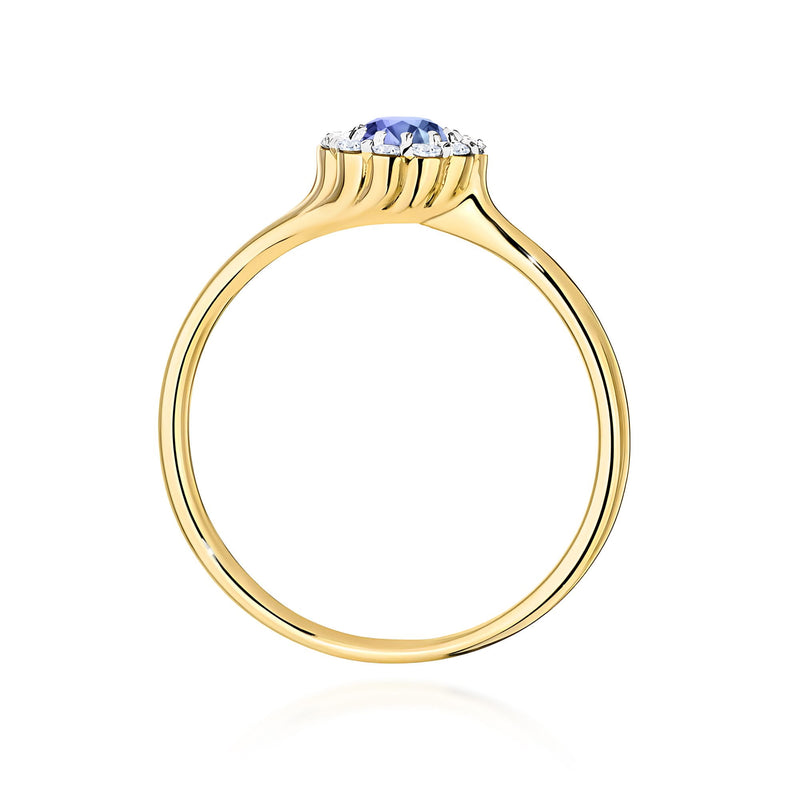 Inel Aur 9K cu Tanzanit 0.50 ct si Diamante Naturale 0.10 ct, imaginea 3 din 8