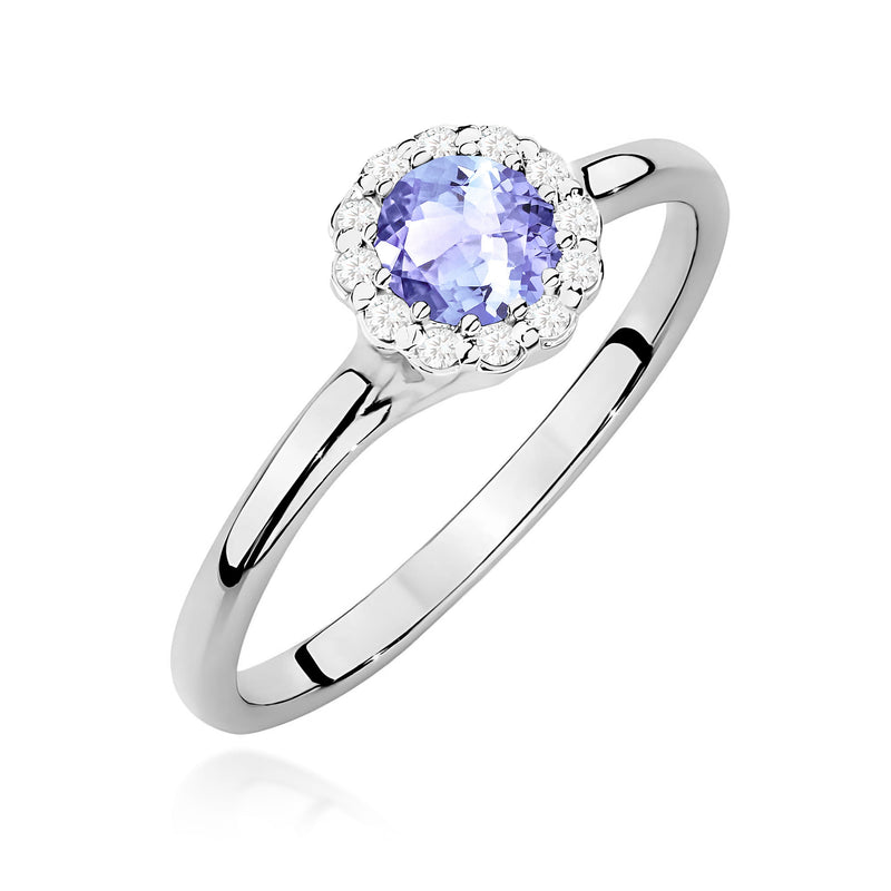 Inel Aur 9K cu Tanzanit 0.50 ct si Diamante Naturale 0.10 ct, imaginea 5 din 8