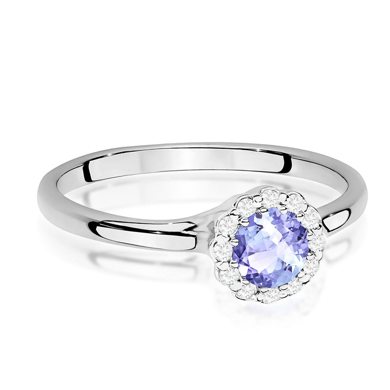 Inel Aur 9K cu Tanzanit 0.50 ct si Diamante Naturale 0.10 ct, imaginea 6 din 8