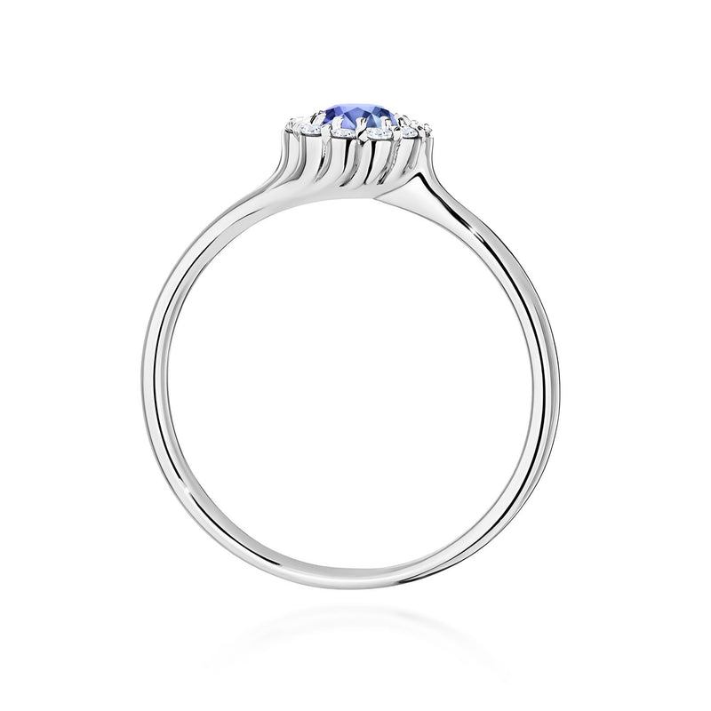 Inel Aur 9K cu Tanzanit 0.50 ct si Diamante Naturale 0.10 ct, imaginea 7 din 8