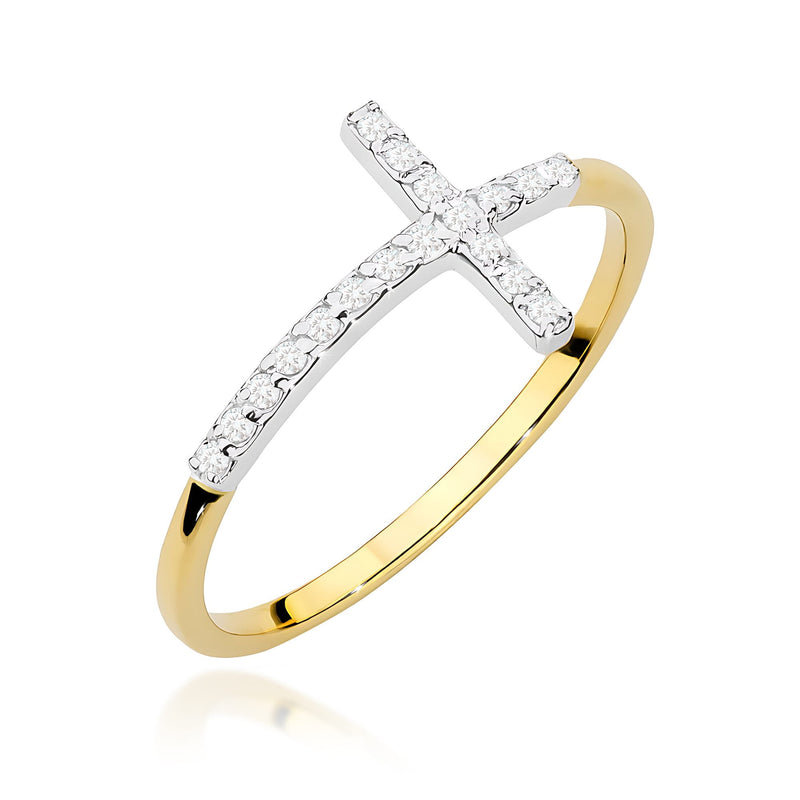 Inel Aur 9K cu Diamante Naturale 0.09 ct — Aur galben