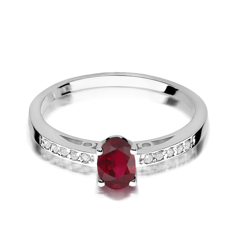 Inel Aur 9K cu Rhodolite 0.50 ct si Diamante Naturale 0.05 ct, imaginea 5 din 6