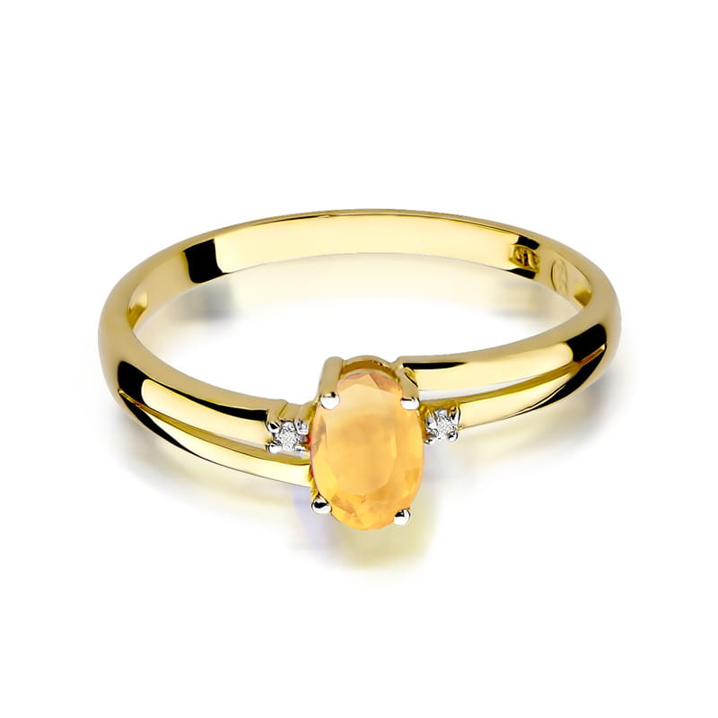 Inel Aur 9K cu Citrin 0.60 ct si Diamante Naturale 0.03 ct, imaginea 2 din 8