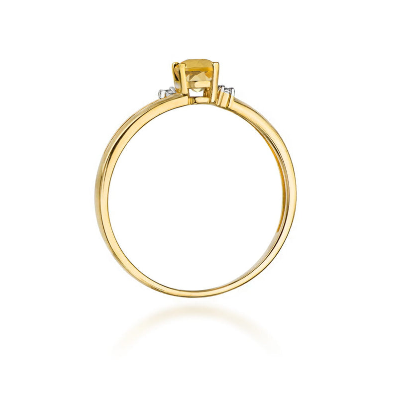 Inel Aur 9K cu Citrin 0.60 ct si Diamante Naturale 0.03 ct, imaginea 3 din 8