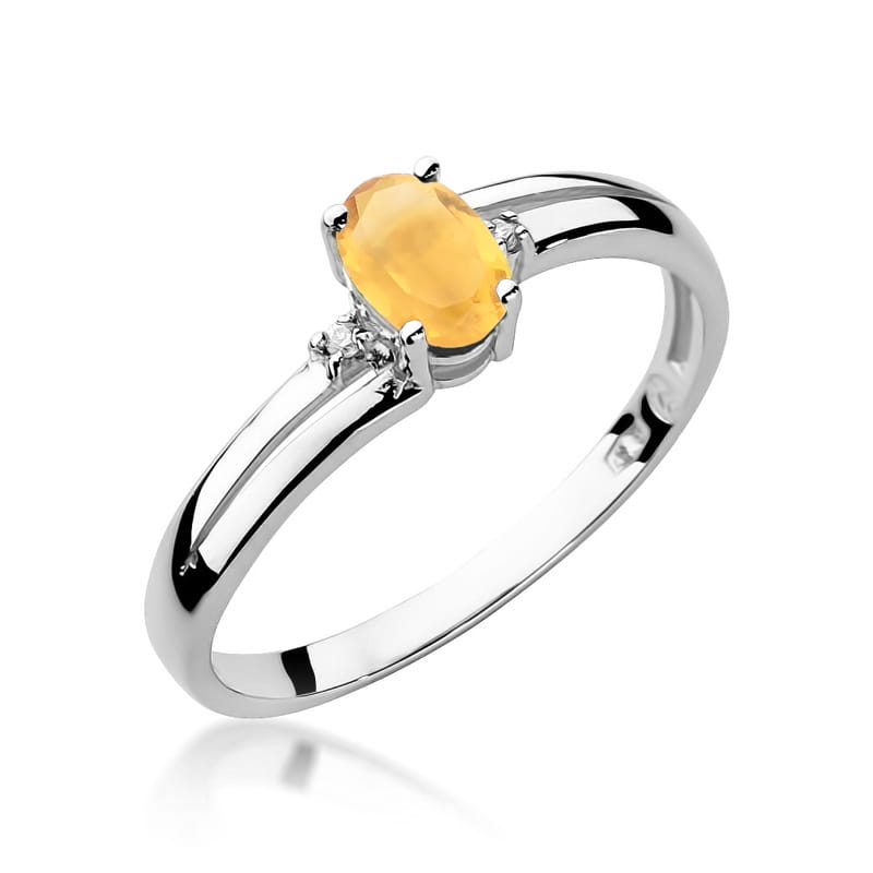 Inel Aur 9K cu Citrin 0.60 ct si Diamante Naturale 0.03 ct, imaginea 5 din 8