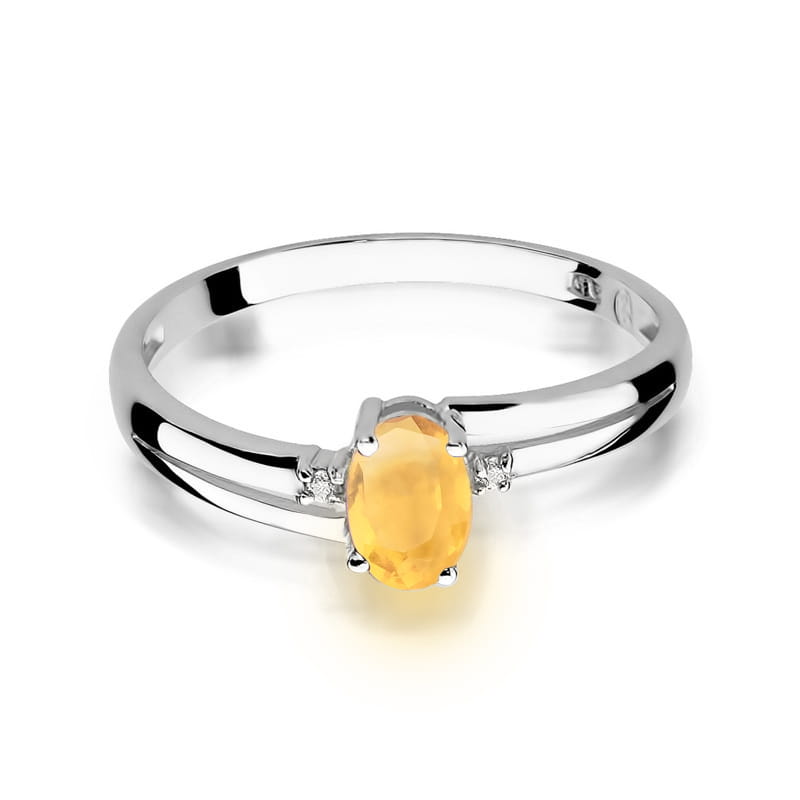 Inel Aur 9K cu Citrin 0.60 ct si Diamante Naturale 0.03 ct, imaginea 6 din 8