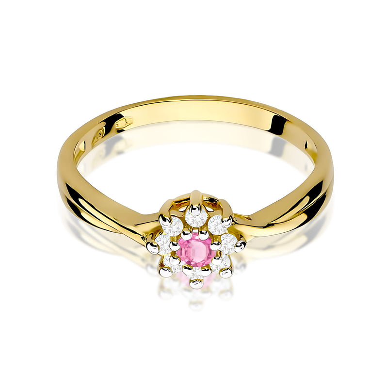 Inel Aur 9K cu Topaz Roz 0.13 ct si Diamante Naturale 0.12 ct, imaginea 2 din 8