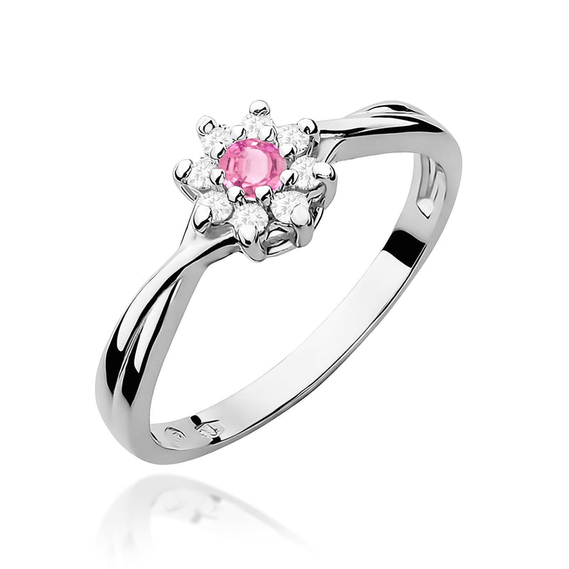 Inel Aur 9K cu Topaz Roz 0.13 ct si Diamante Naturale 0.12 ct, imaginea 5 din 8