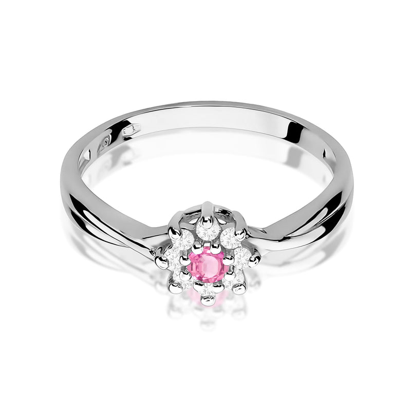 Inel Aur 9K cu Topaz Roz 0.13 ct si Diamante Naturale 0.12 ct, imaginea 6 din 8