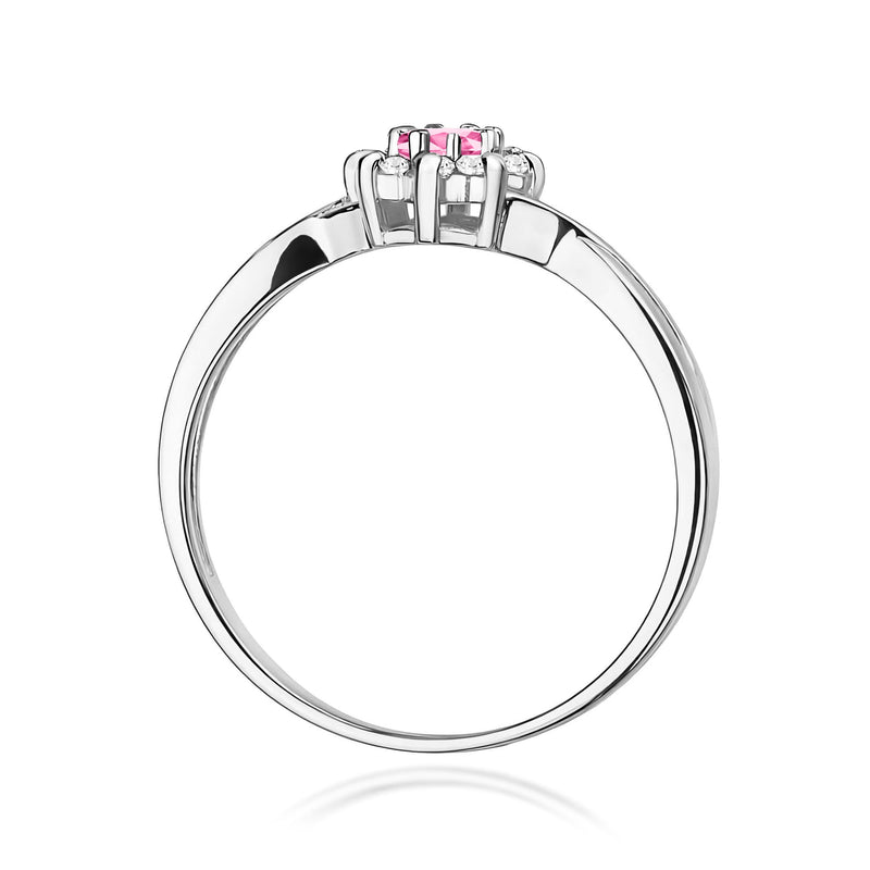 Inel Aur 9K cu Topaz Roz 0.13 ct si Diamante Naturale 0.12 ct, imaginea 7 din 8