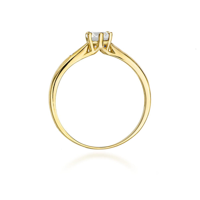 Inel Aur 9K cu Safir Alb 0.60 ct si Diamante Naturale 0.01 ct, imaginea 3 din 8