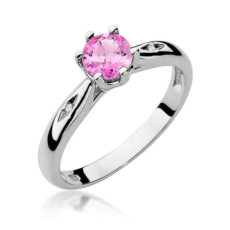 Inel Aur 9K cu Topaz Roz 0.60 ct si Diamante Naturale 0.01 ct, imaginea 5 din 8