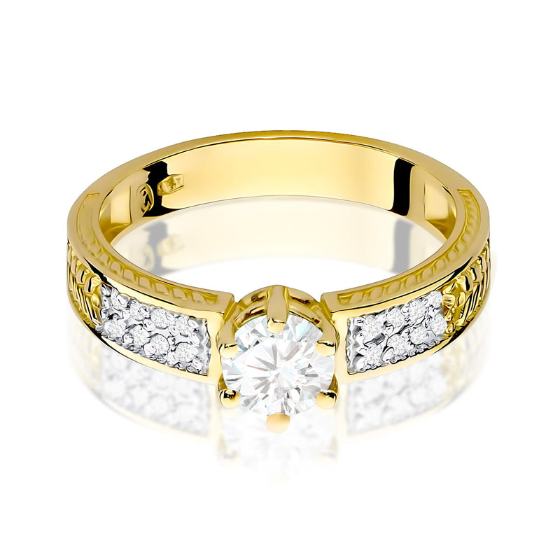 Inel Aur 9K cu Safir Alb 0.60 ct si Diamante Naturale 0.08 ct, imaginea 2 din 8