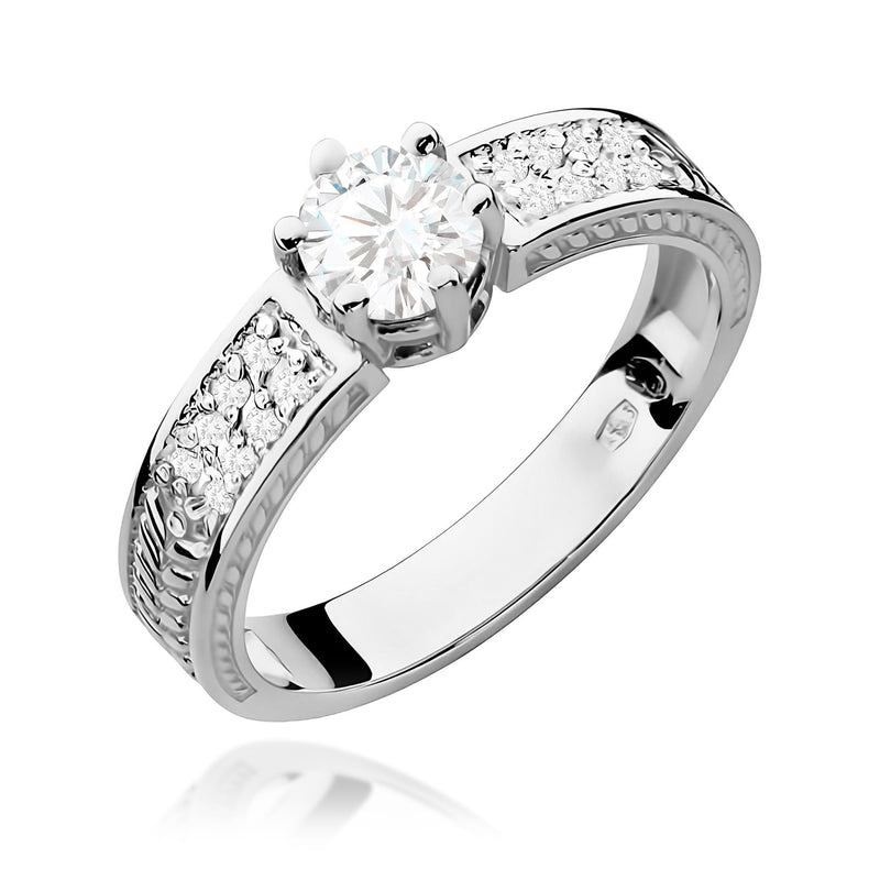Inel Aur 9K cu Safir Alb 0.60 ct si Diamante Naturale 0.08 ct, imaginea 5 din 8