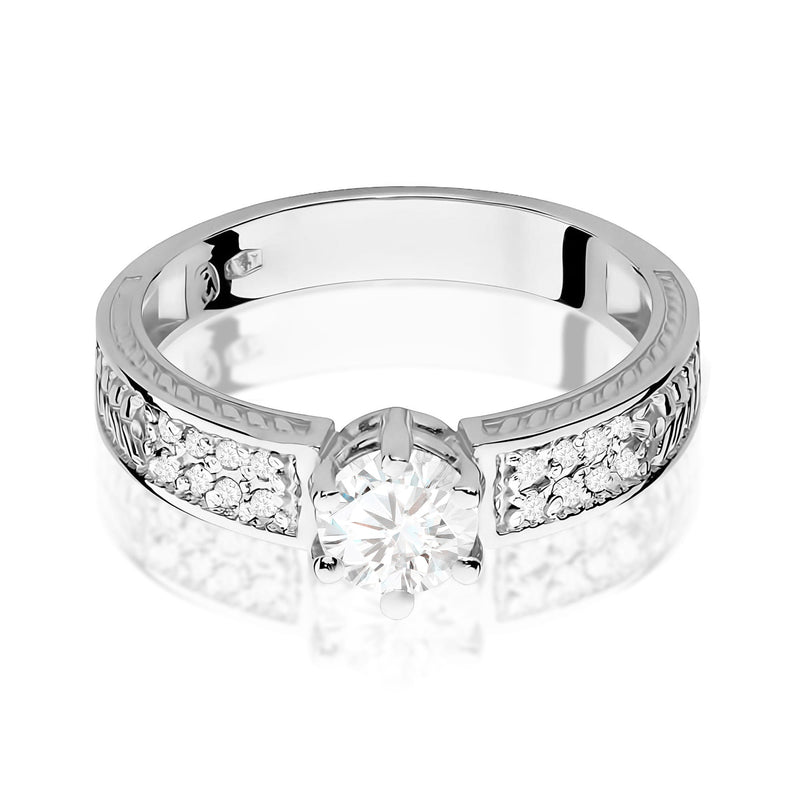 Inel Aur 9K cu Safir Alb 0.60 ct si Diamante Naturale 0.08 ct, imaginea 6 din 8