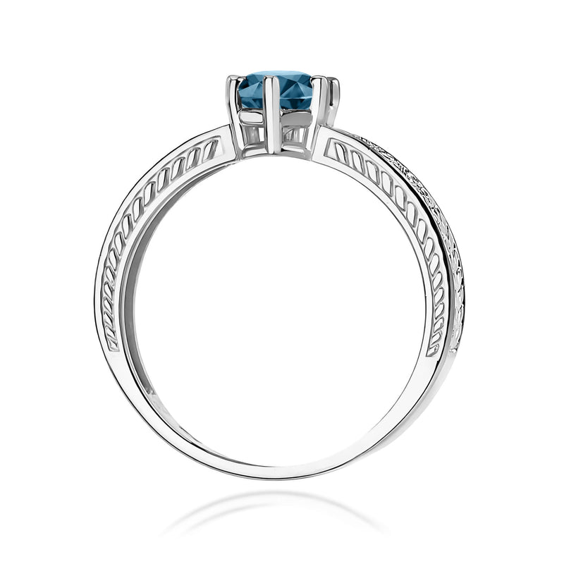 Inel Aur 9K cu Topaz London Blue 0.50 ct si Diamante Naturale 0.08 ct, imaginea 7 din 8